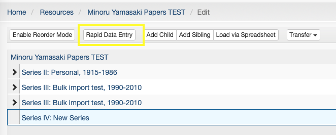 Rapid Data Entry Button